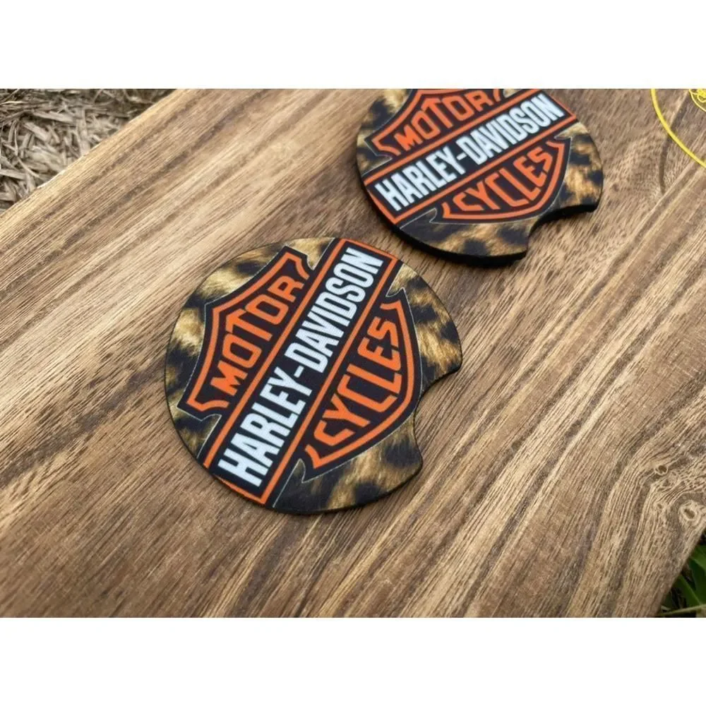 Harley Davidson Animal Print Car Coasters 2 Pack - Picture 3 of 9